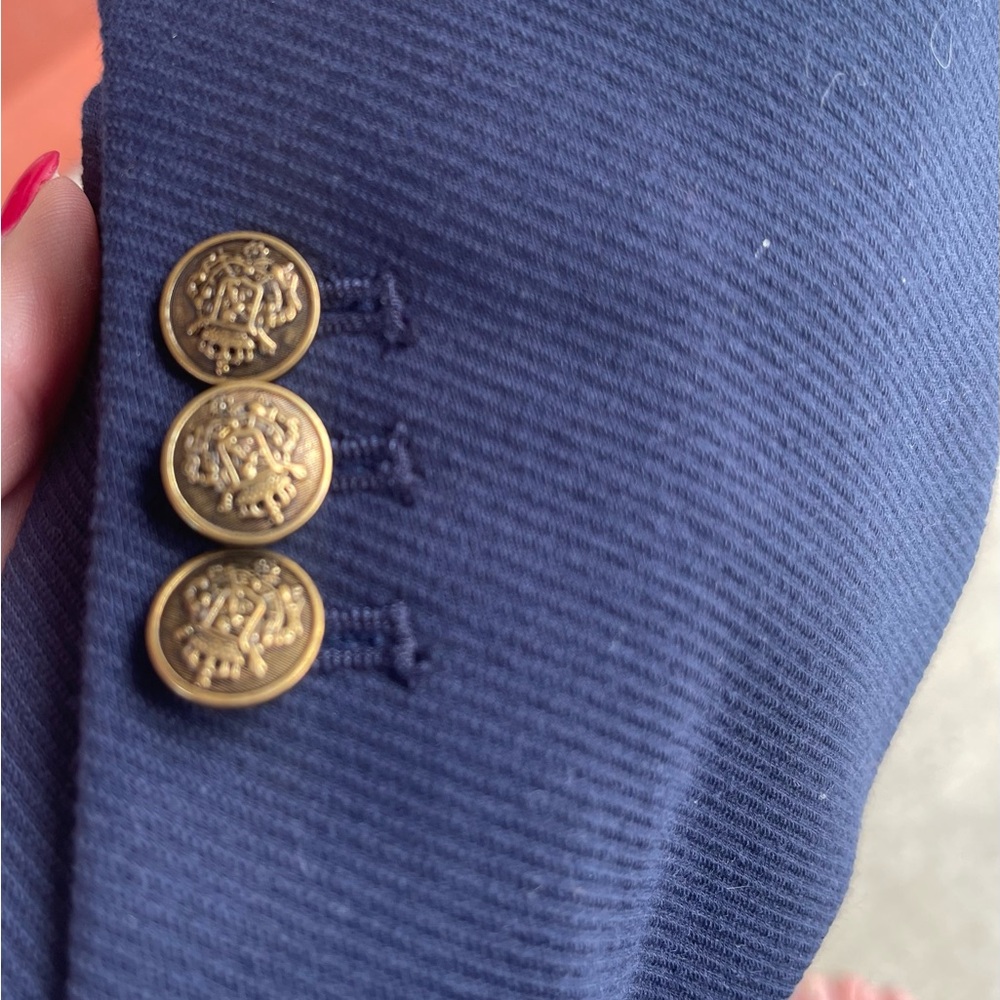 LOFT Rich Navy Double-Breasted Blazer with Gold Buttons